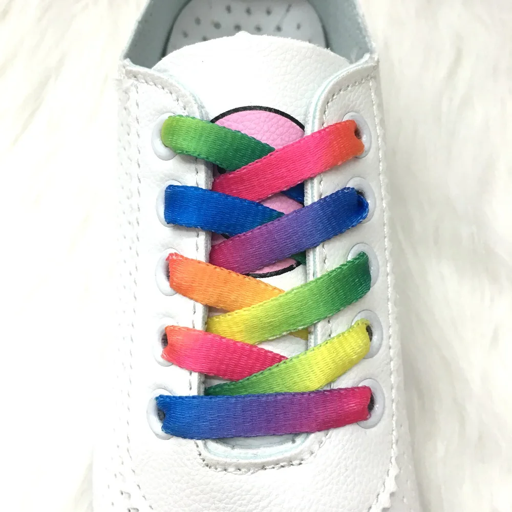 1 Pair Colorful Shoelaces Rainbow Gradient Print Flat Shoe laces Chromatic Colour Sneakers Shoelace 80CM/100CM/120CM BC-1