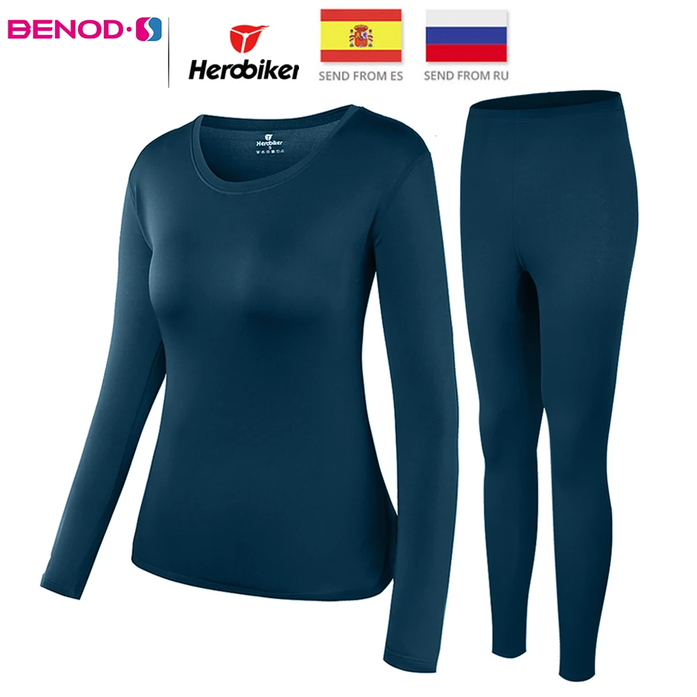 

Woman's Fleece Lined Thermal Underwear Set Motorcycle Skiing Base Layer Winter outdoor Warm Long Johns Shirts Tops Bottom Suit