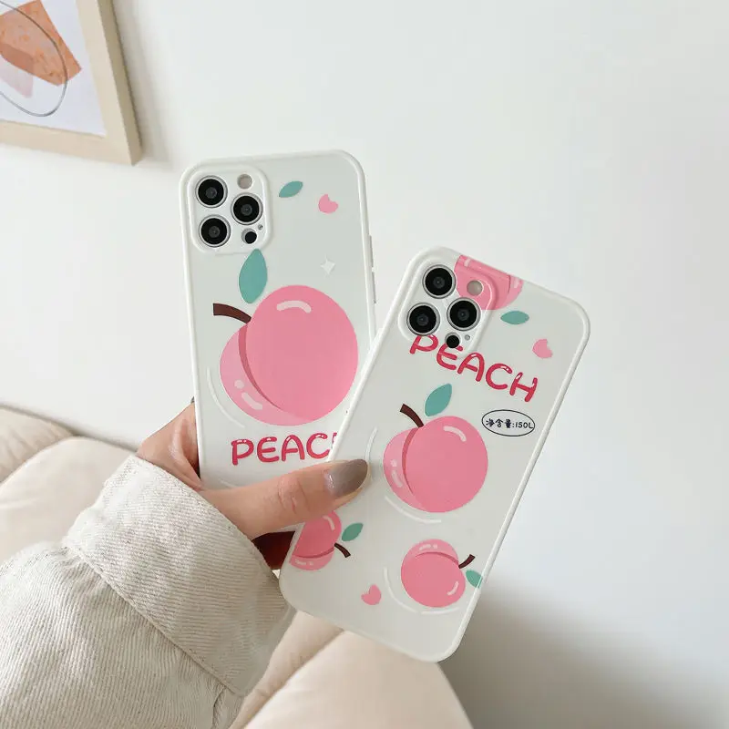 

Simple Fashion Fruit Peach Pattern Soft Silicon Phone Cover For iPhone 11 Pro 12 Mini X XS Max XR 7 8 Plus Case Coque Fundas