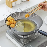 multi function frying oil filter rack stainless steel semicircle steaming drain oil holder kitchen cooking foldable gadgets