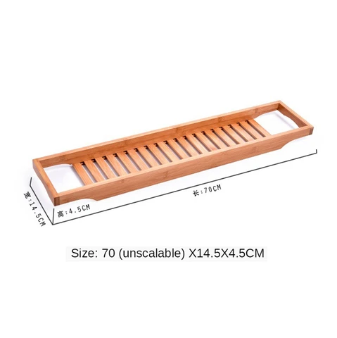 Бамбуковая удлиняющаяся Нескользящая многофункциональная полка для ванны, туалета, спа, полка для ванны, аксессуары для ванны - изображение