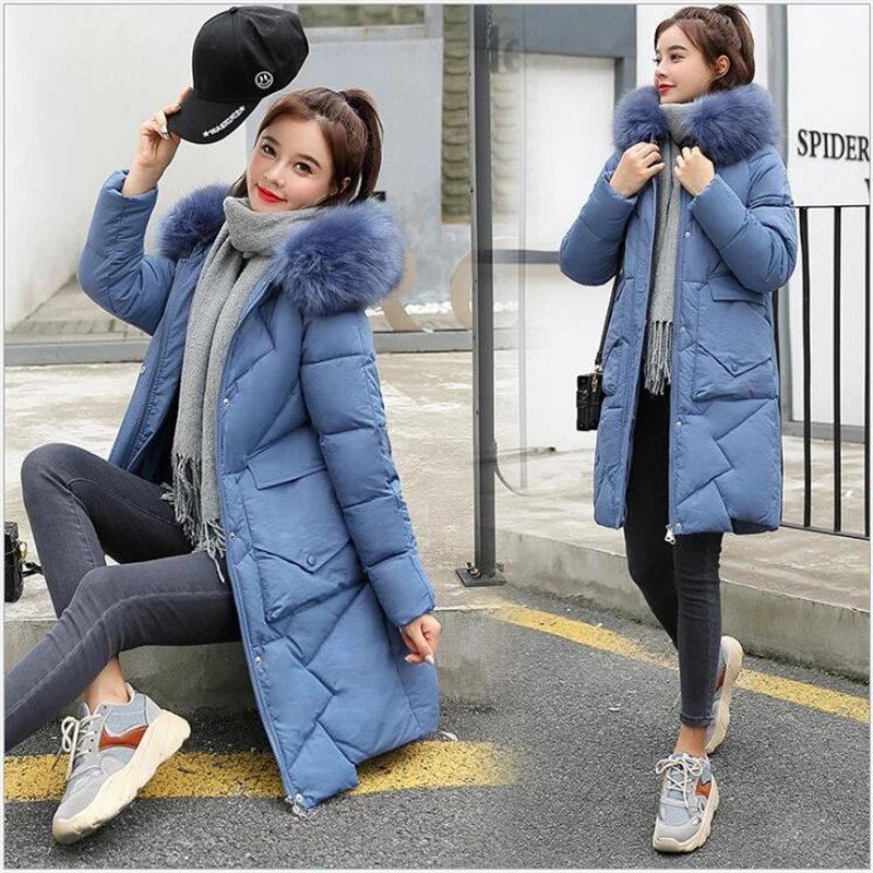 

Winter Women Jacket 2019 New Style Fashion Hooded Thickening Warm Cotton women Coat Casual Loose Large size Female Parkas R392