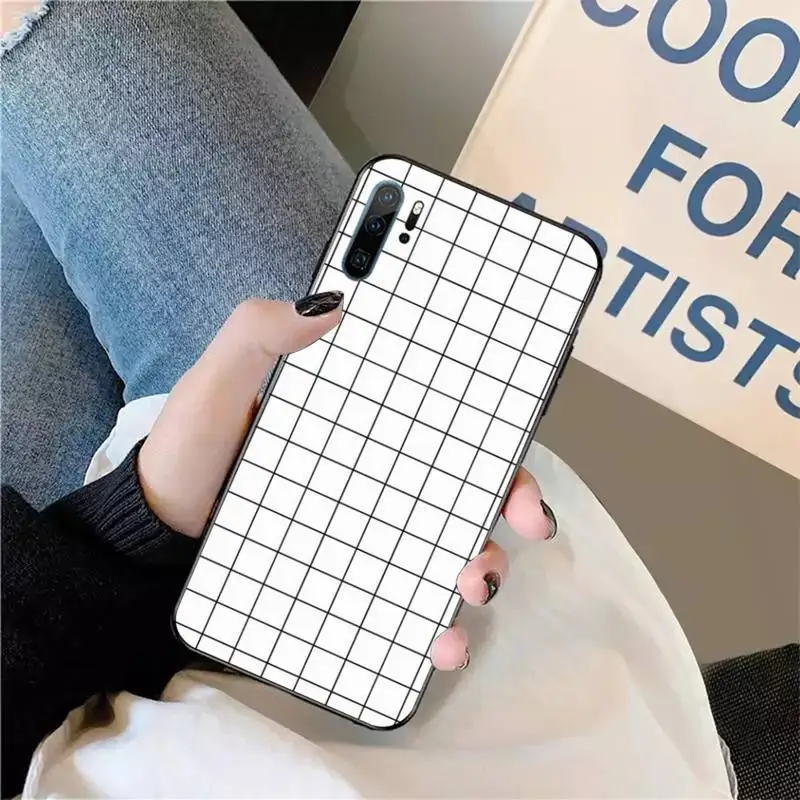 

Black and white checkerboard Phone Case For Huawei honor Mate P 9 10 20 30 40 Pro 10i 7 8 a x Lite nova 5t