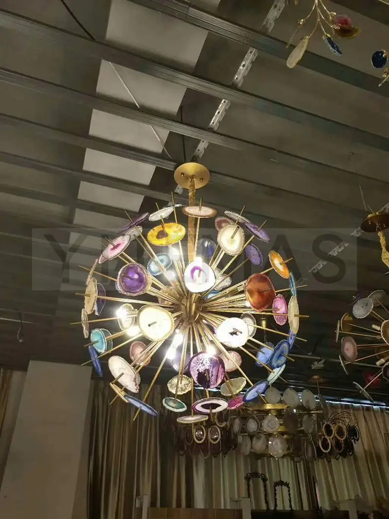 Синий розовый фиолетовый желтый зеленый коричневый разноцветный агат ломтики