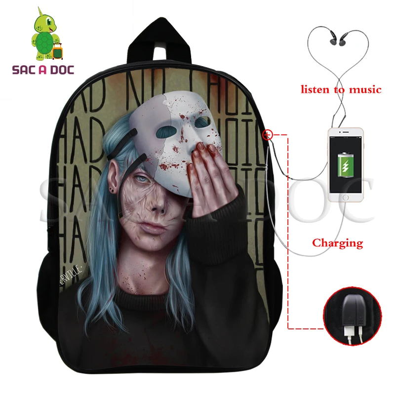 Sally Face, рюкзаки для детей, школьные сумки для подростков, рюкзак в стиле хип-хоп, сумка унисекс, дорожная сумка для книг, нейлон, 16 дюймов, mochila, можно настроить - Цвет: teenagers Backpack