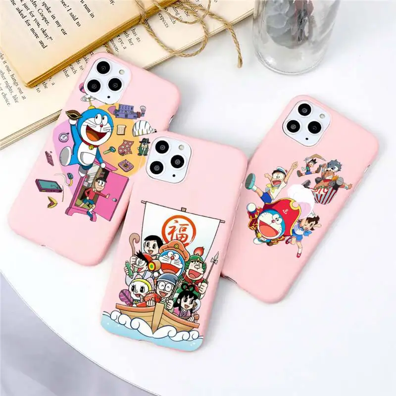 

Doraemon Phone Case Original Liquid Silicone For iphone 11 Pro Max X XS Max XR Solid Candy Color Shell For iPhone 7 8 6 6S Plus