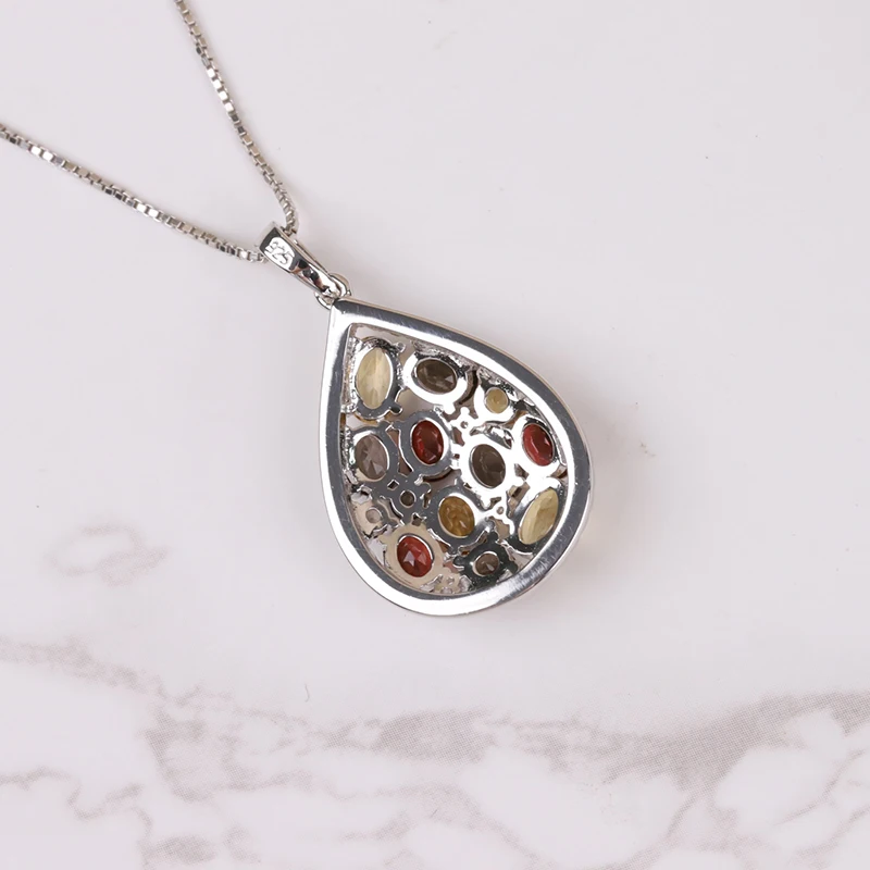 GEM'S балет Роскошный натуральный гранат цитрин дымчатый кварц Подвеска из