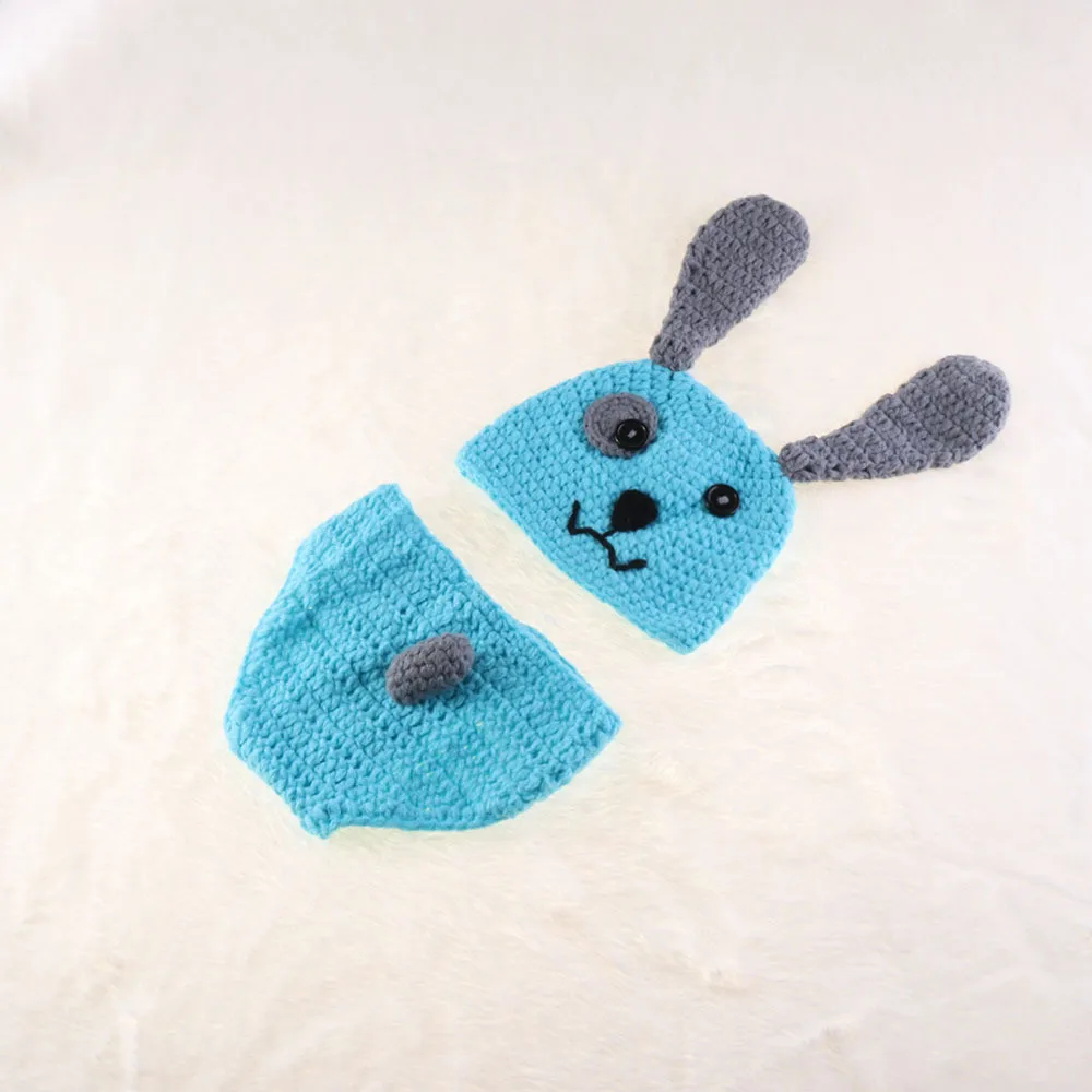 

Children's Photo Cosplay Costumes 2020 New Fashion Cute Cartoon Rabbits Hand-Woven Set Knitted Photography Props For Toddler Kid