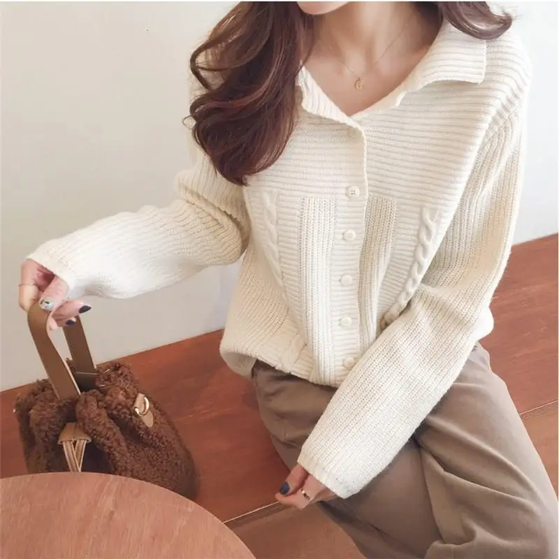 Женские осенние милые шикарные короткие свитера с v образным вырезом теплые