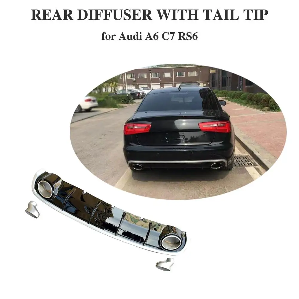 Блестящая черная оправа диффузор губа на задний бампер для Audi A6 C7 седан 2012 2016 губ