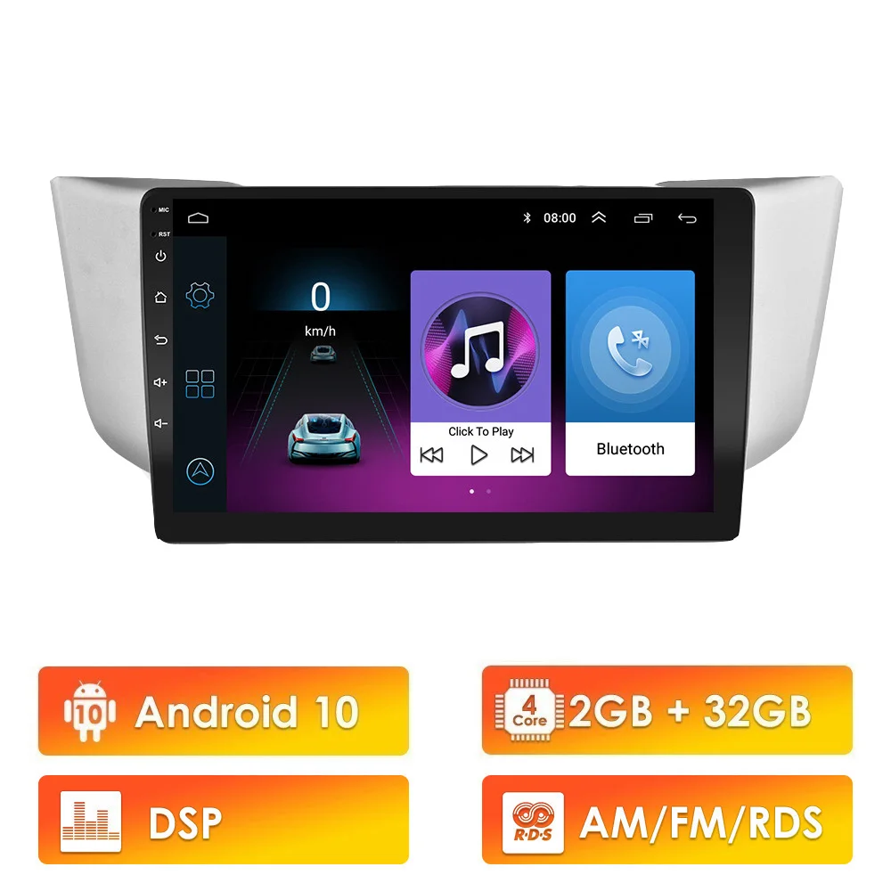 Для Lexus RX300 RX330 RX400H Toyota Harrier 2003 2009 головное устройство 2 Din 9 дюймов Android 10 RDS DSP