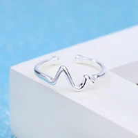 wave ecg ring lady simple european and american lightning plain silver jewelry ring modern women fashion jewelry