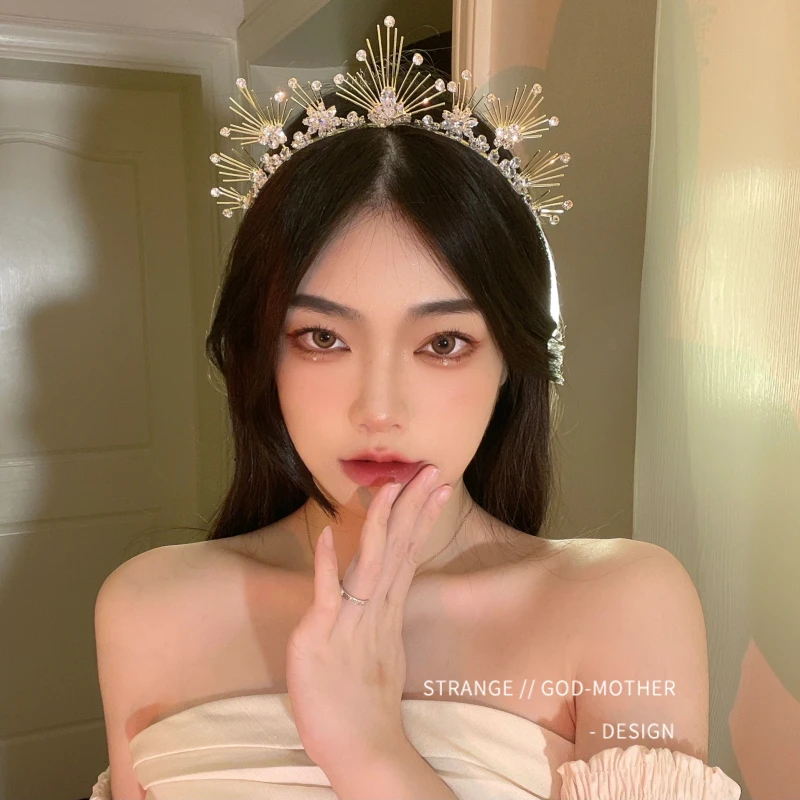

New Fairy headband Princess Queen Crown tiara Crystal branch zircon photo prop Diamond bride wedding headpiece