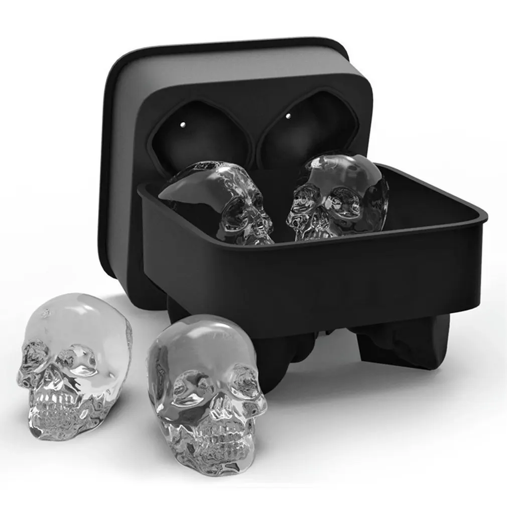 

Hot New Whiskey Ice Cube Creative Skull Shape Mold 3D Cool Shape Flexible Ice Cube Easy Release Mold for Bar Home Accessiories