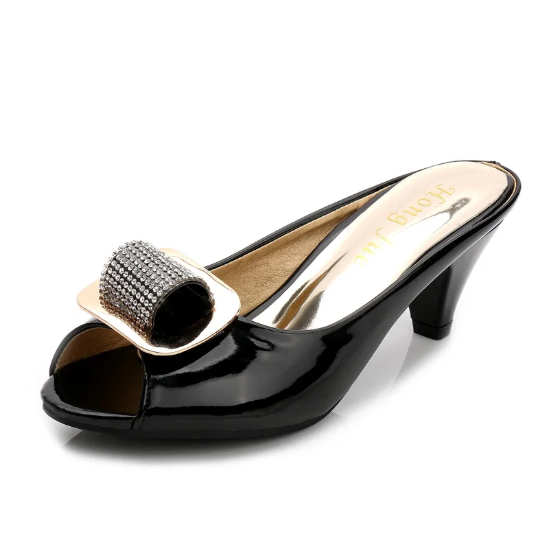 Женские туфли с открытым носком цвет черный/белый | Обувь