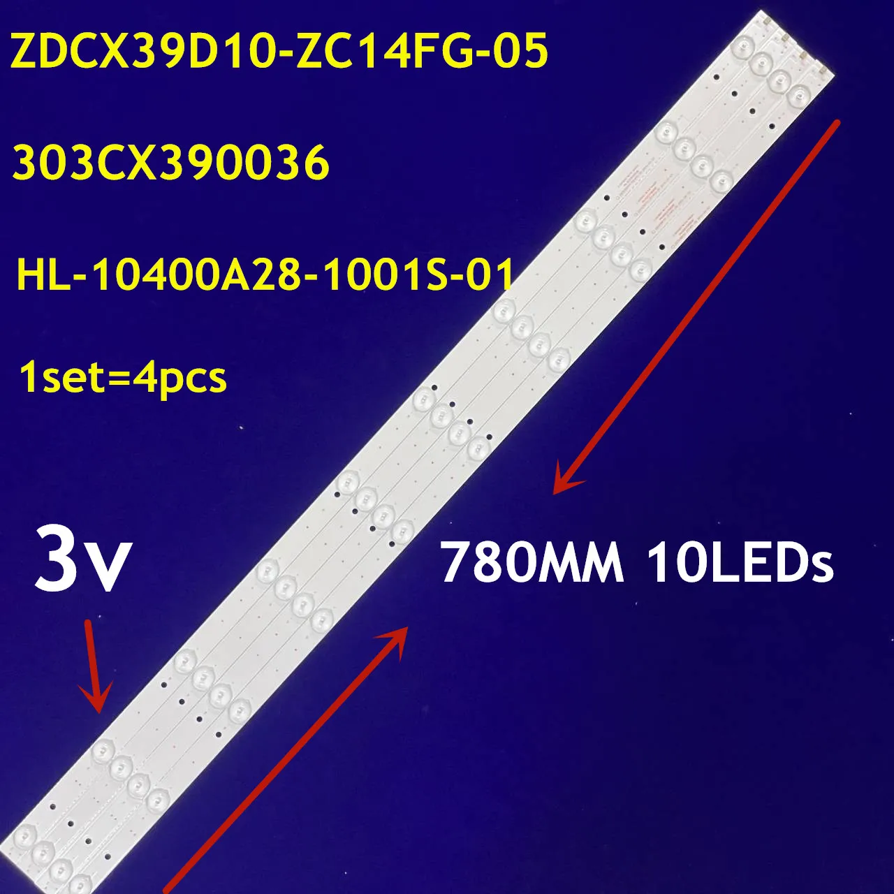 

1set=4pcs LED Backlight Strip ZDCX39D10-ZC14FG-05 HL -00390A28-1001-01 DLED40YEKJ 4X10 001 HL-10400A28-1001S-01 For LED-42Q5D