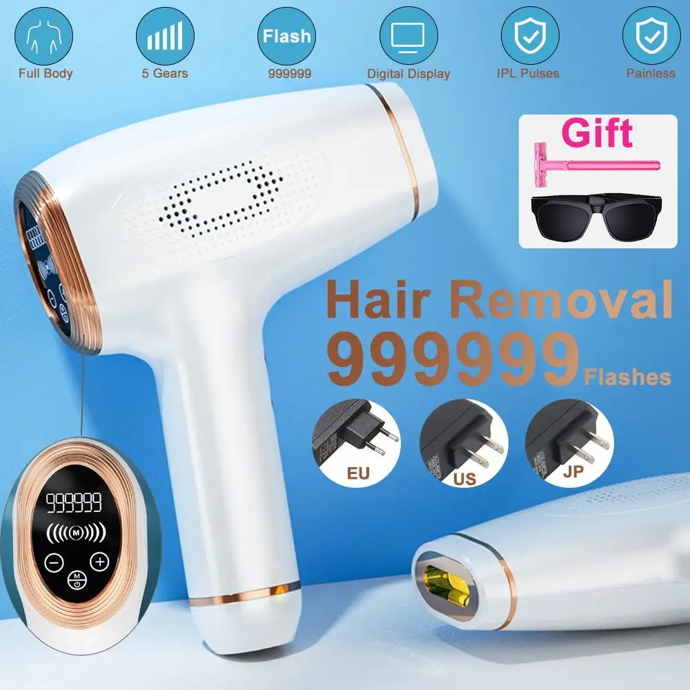

Лазерный эпилятор с 999999 вспышками, Перманентный Фотоэпилятор IPL, безболезненный электрический эпилятор для удаления волос, Прямая поставка