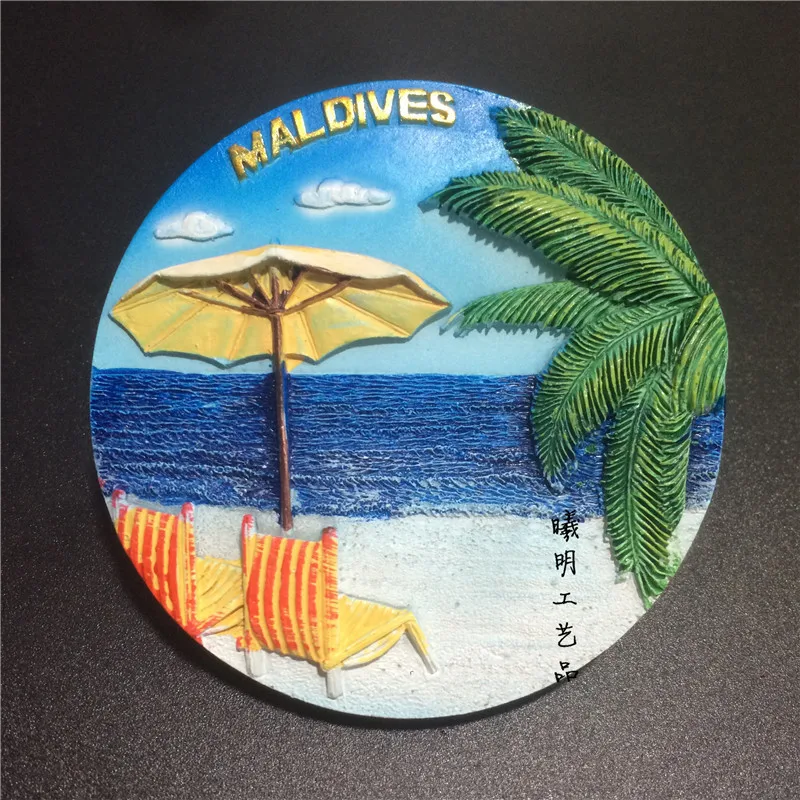 

World Tourism Fridge Magnet Souvenir Maldives Los Angeles Shanghai Harbin Resin Refrigerator Sticker Kitchen Decor Gift Ideas