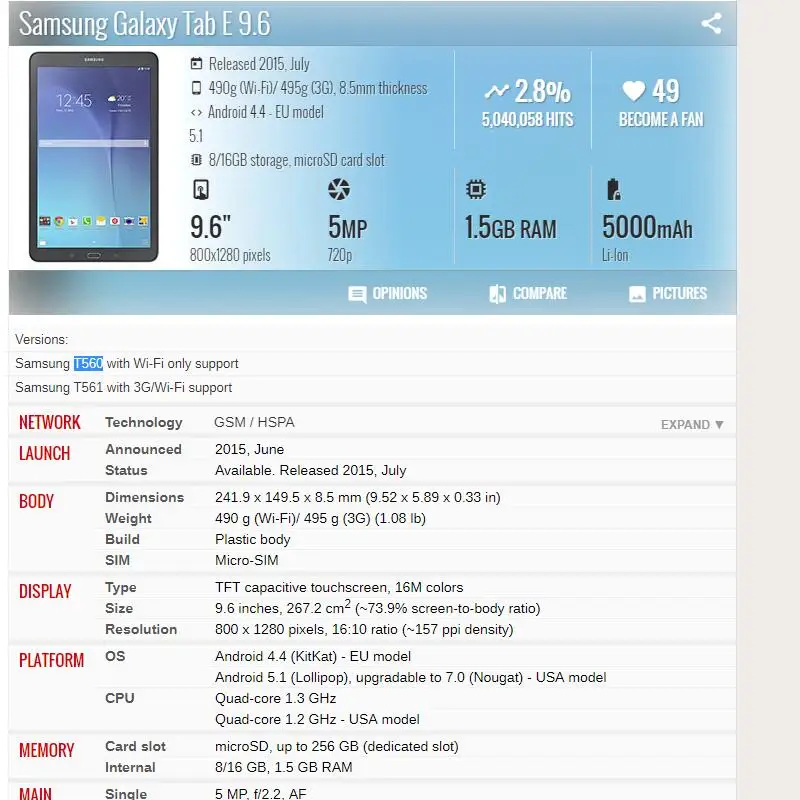 Оригинальный планшетный ЖК-дисплей для Samsung Galaxy Tab E 9. 0 T560 T561 только панель экрана