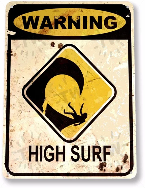 

Предупредительный высокий пляж, ретро металлический жестяной знак, плакат, домашняя гаражная тарелка, кафе, паб, мотель, искусство, Настенный декор