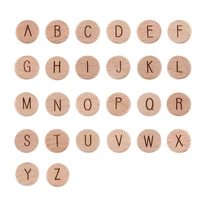 15mm 30pclot baby wood english letters alphabet beads teething round beads for pacifier chain necklace diy accessories bpa free