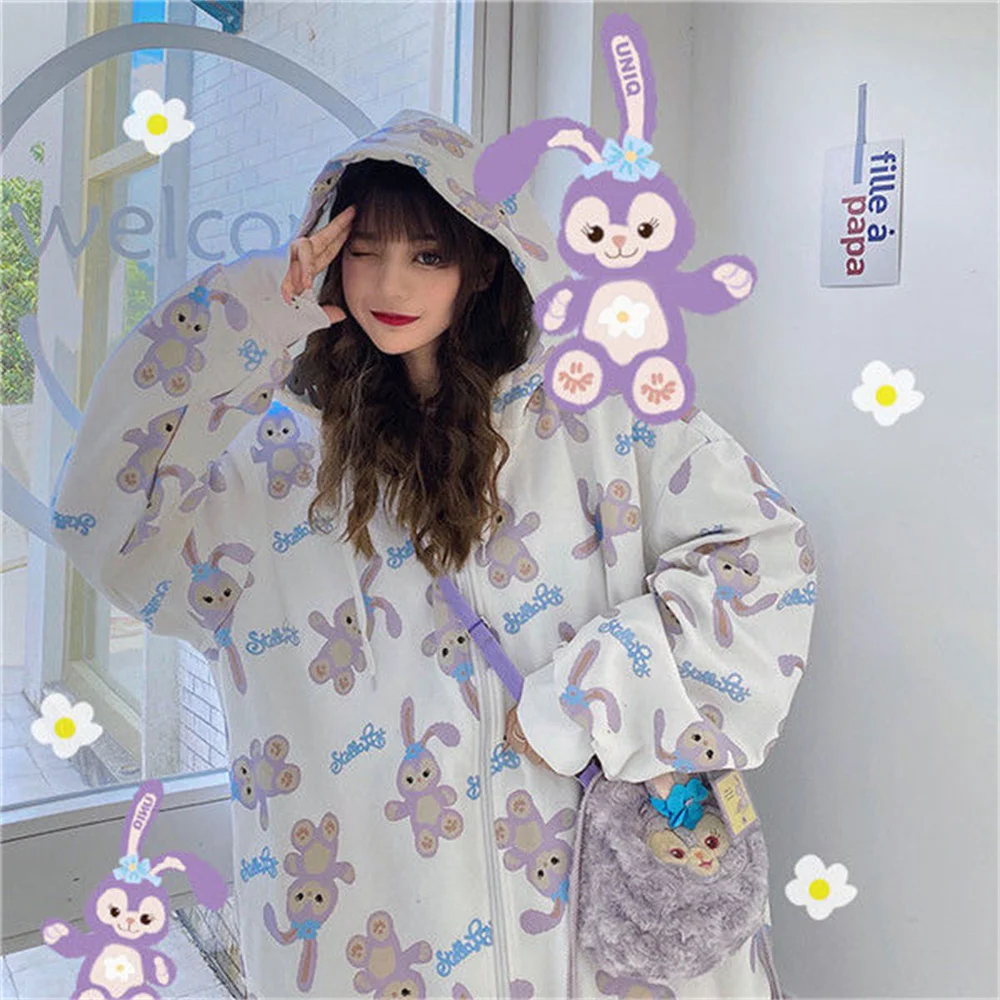 

Spring Warm Hoodies Cute Rabbit Women Harajuku Loose Sweatshirts Japan Kawaii Hoodie Pocket Casual Pullovers Tops Spring Hoodies