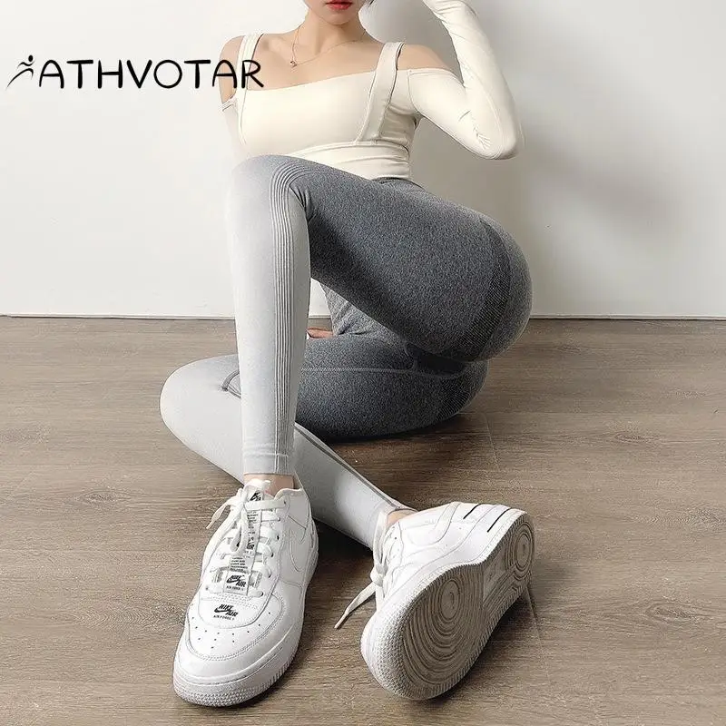 Штаны Для Йоги ATHVOTAR с градиентом женские облегающие персиковые брюки на бедрах