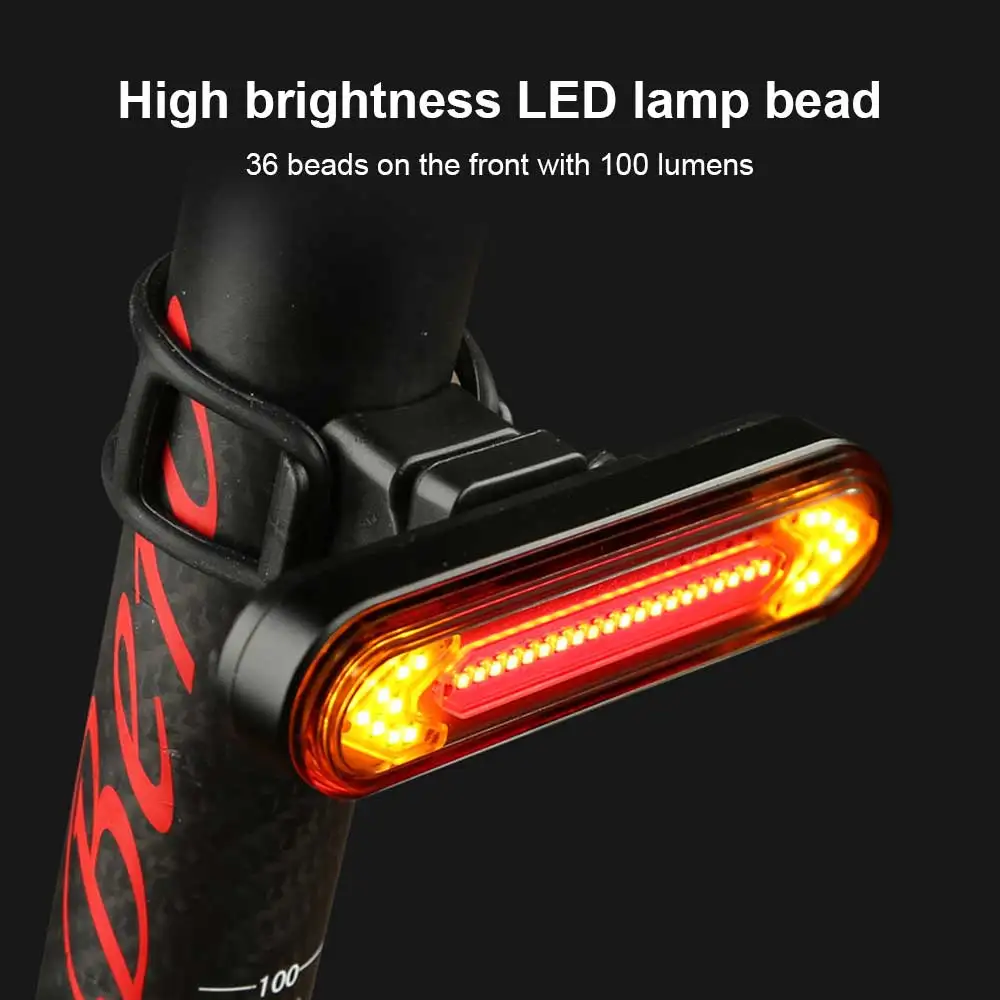 

Remote Control Bike Taillight USB Rechargeable Bicycle Tail Rear Light Turn Signal Braking Warning Wireless LED Cycling Lantern