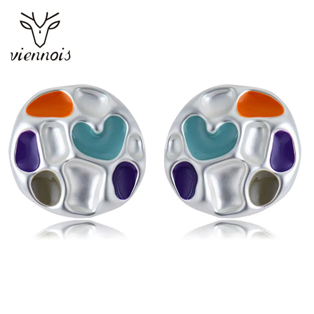 Viennois корейский стиль милые цветные серьги гвоздики с сердцем для женщин Матовые