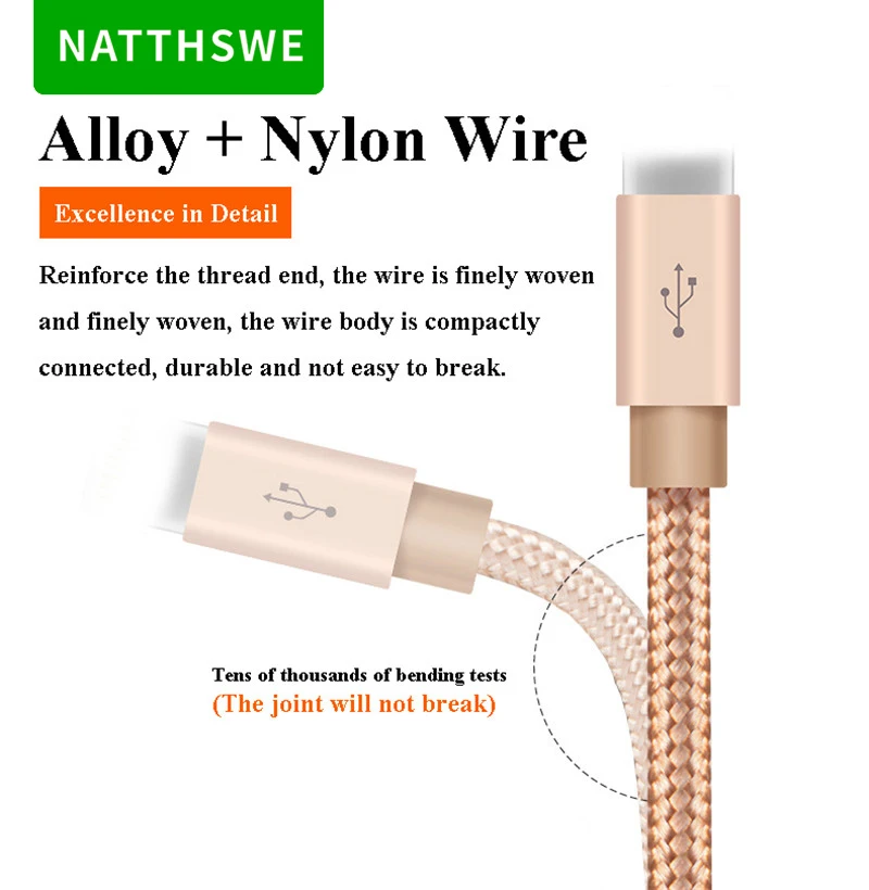 NATTHSWE 3 в 1 кабель для передачи данных Micro usb type-C кабель для быстрой зарядки для iPhone X 8 7 6 iPad samsung Android Phone