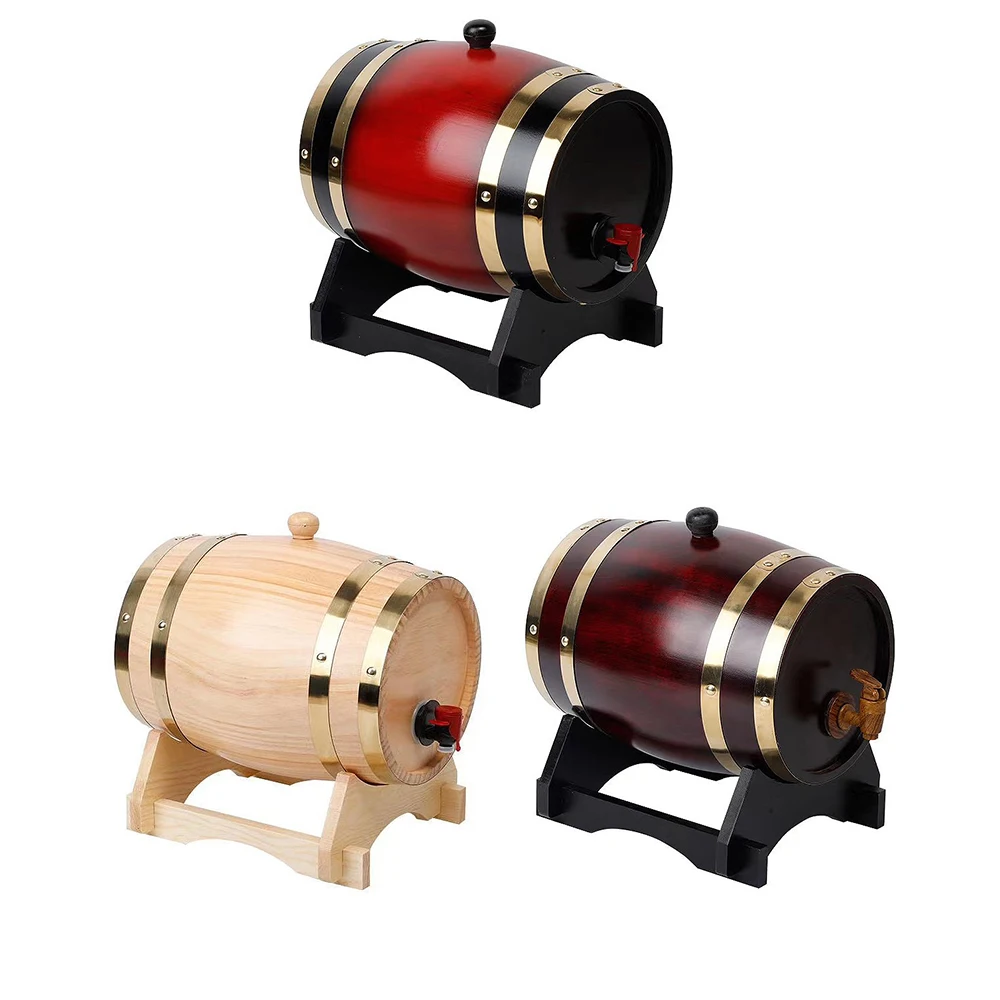 

1.5/3L Wooden Wine Barrel Oak Beer Brewing Equipment Mini Keg Home Brew Beer Keg Tap Dispenser For Rum Pot Whisky Wine