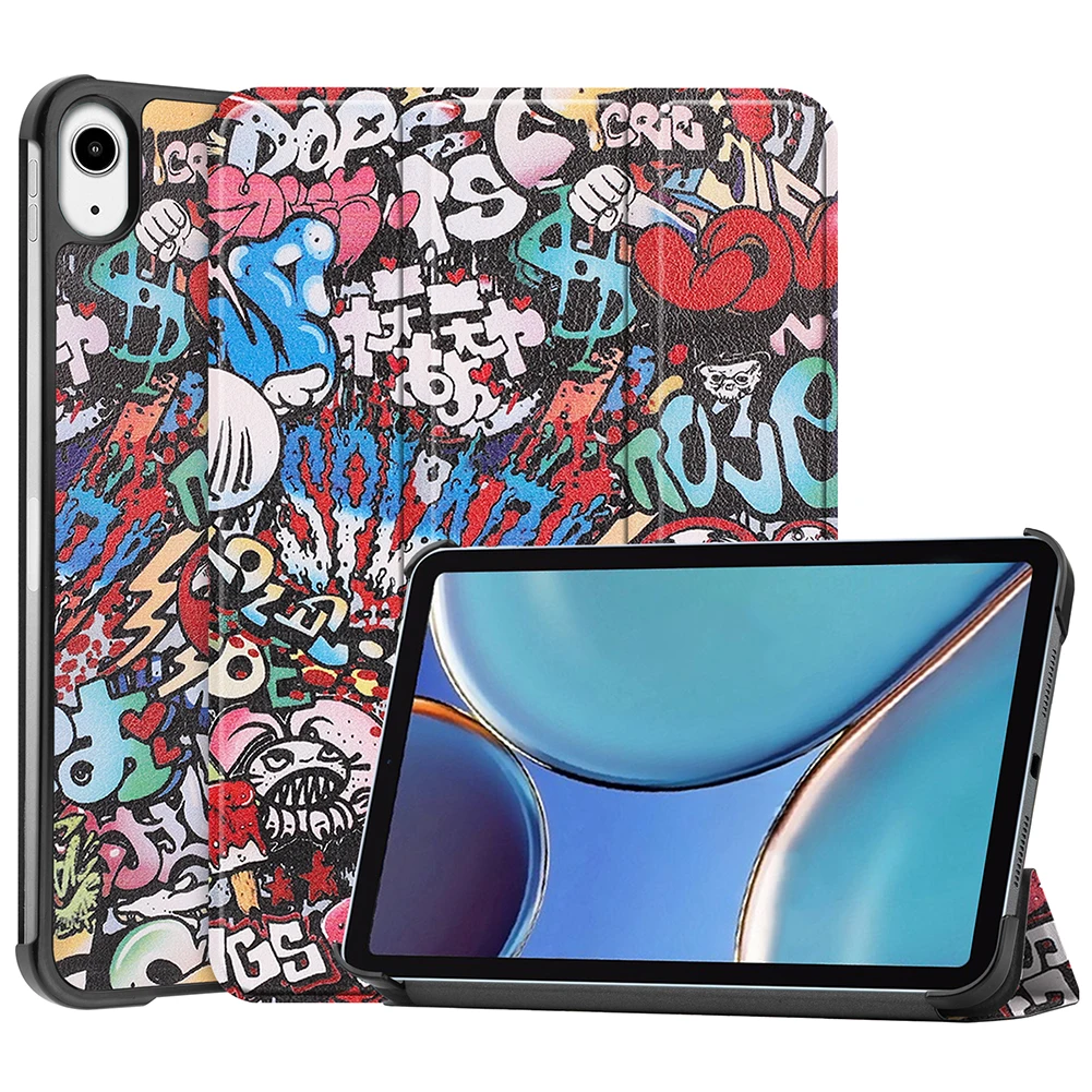 

Painted/Pure Color Tri-fold Smart Sleep Wake Protective Case Sleeve for iPad Mini 6 2021 Tablet Folding Stand Shell Cover