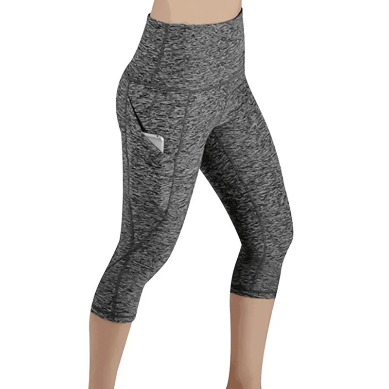

Leggings 3/4 Pants Female Capri Casual Pant Sporting Fitness High Waist Pants Side Pockets Design Sporting Leggings