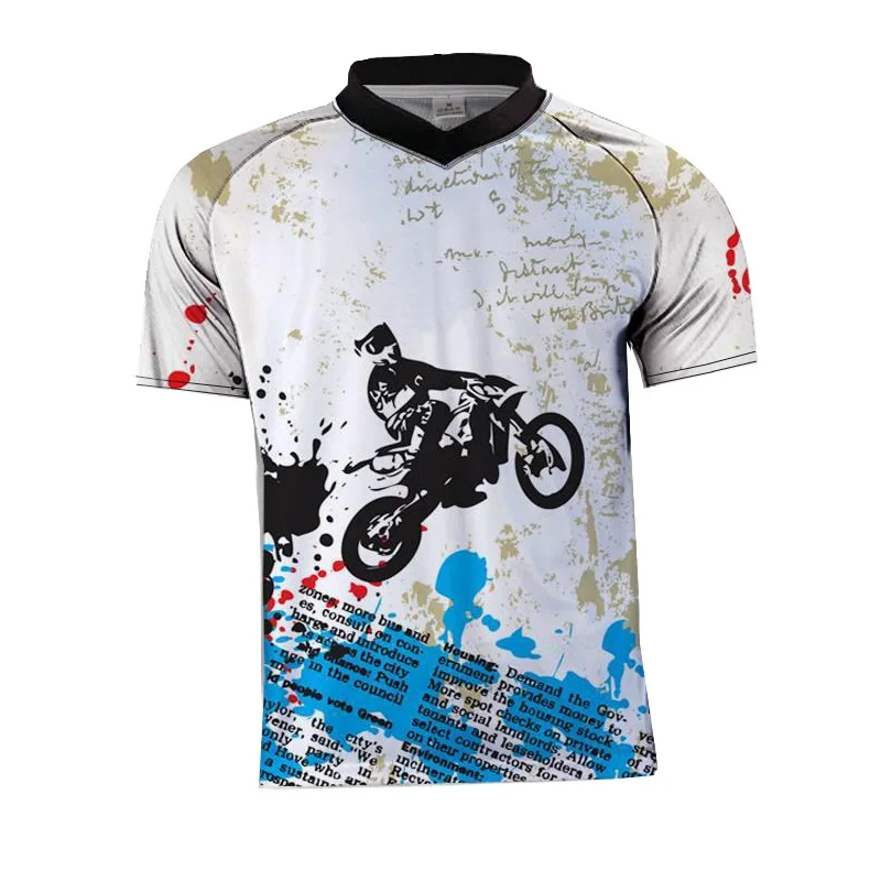 B Быстросохнущая футболка для мотокросса MX bike BMX DH MTB с коротким рукавом дышащая быстросохнущая футболка одежда mtb - Цвет: B