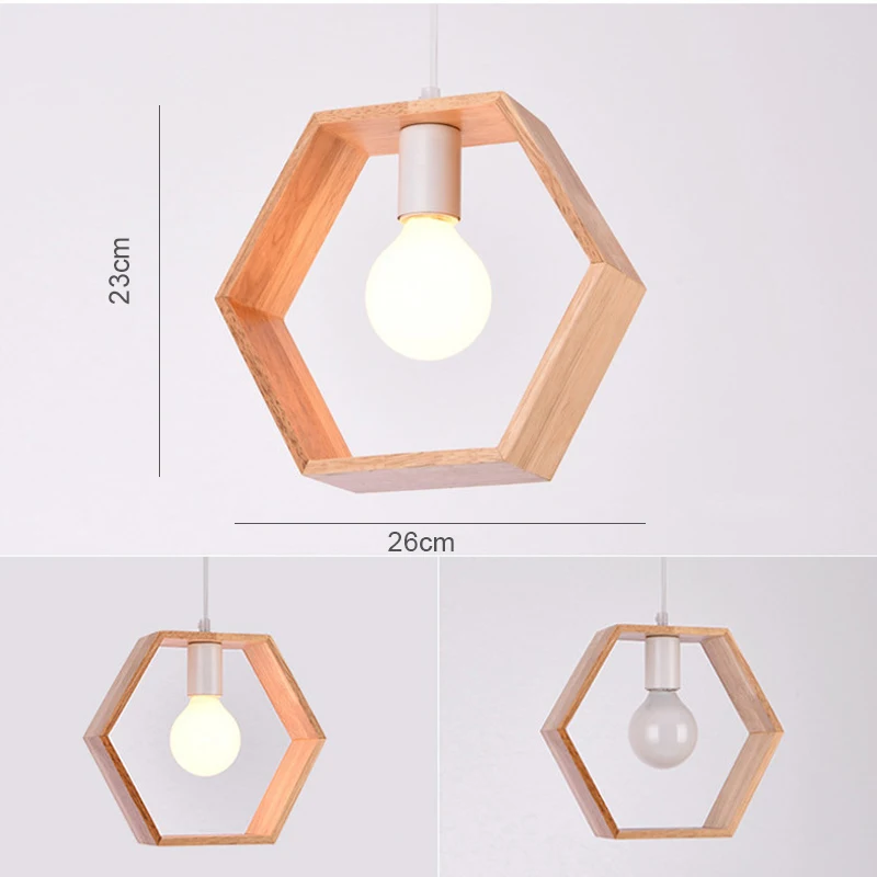 Деревянный подвесной светильник в японском стиле миниатюрный квадратный
