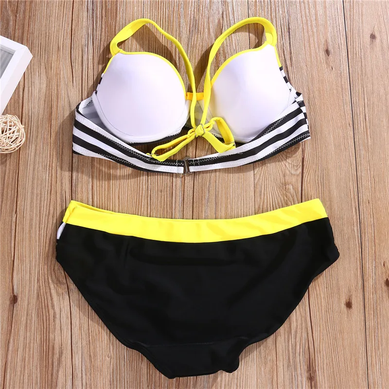 Женские Купальники ярких цветов купальники купальный костюм комплект бикини пуш