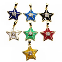 color five pointed star pendant micro inlay zircon peach drip paint charms gold plated copper pendant diy necklace accessories