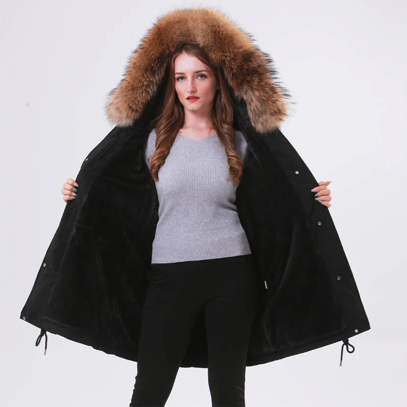 Зимняя куртка пальто для женщин брендовые парки 100% большой натуральный мех енота