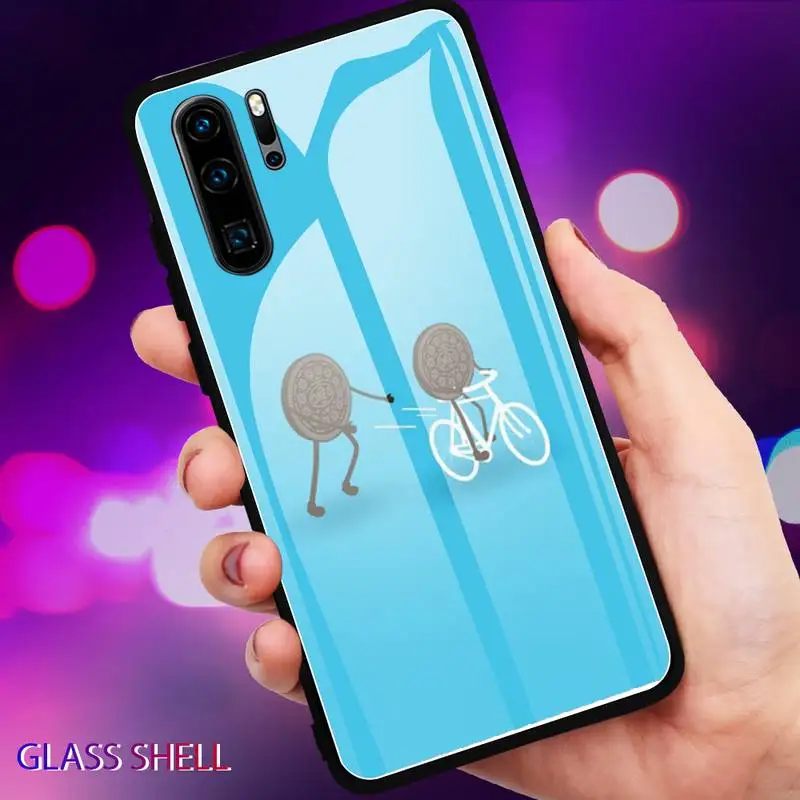 

Oreo Milk chocolate Cookies Phone Case For Huawei P9 10Plus 20PRO P30 Lite Back Cover Tempered Glass Cases For NOVA 3E Series