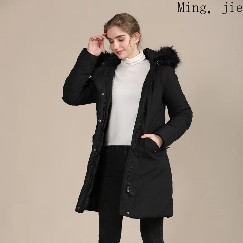 

2020 New European and American Winter Slim Mid-length Down Down Padded Warm Coat Jacket Luxury Warmth Large Size