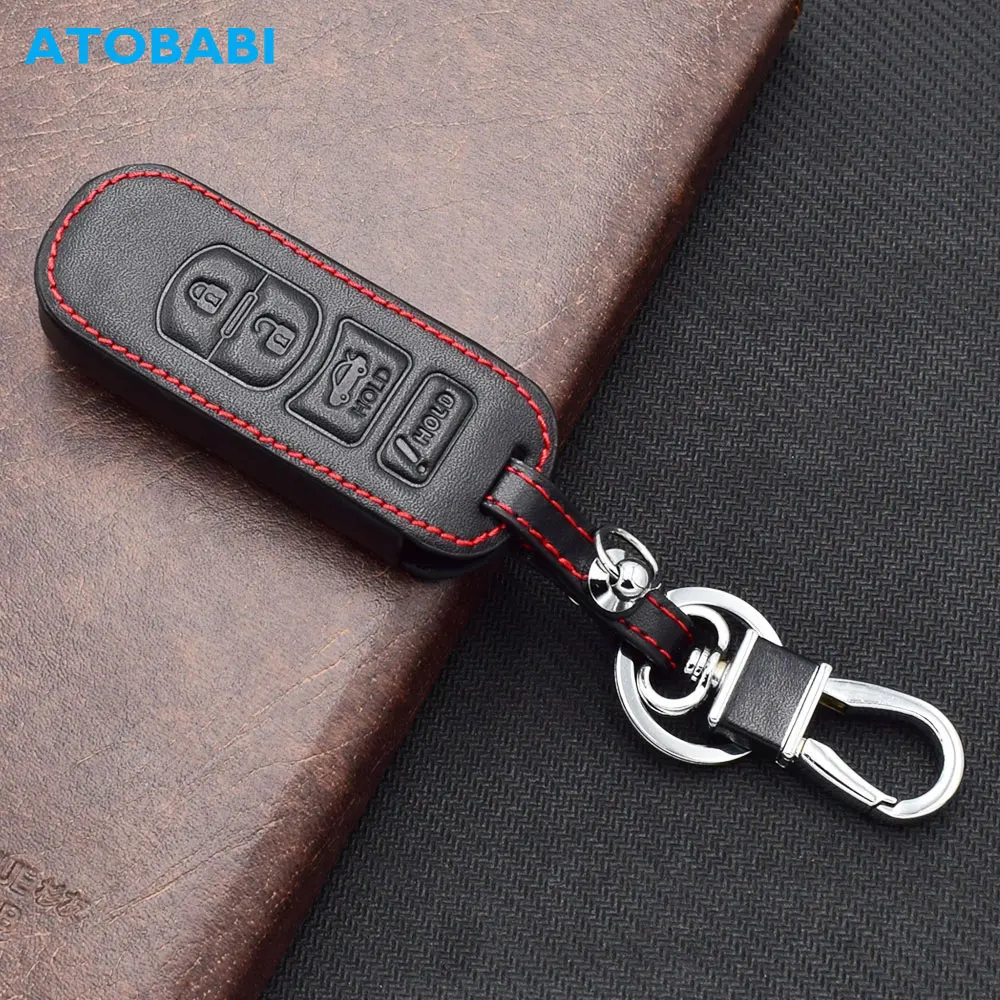 

Leather Car Key Cases For Mazda 3 6 CX-5 CX5 CX-7 CX7 CX-9 CX9 MX-5 MIATA 4 Buttons Smart Remote Control Fobs Protector Cover