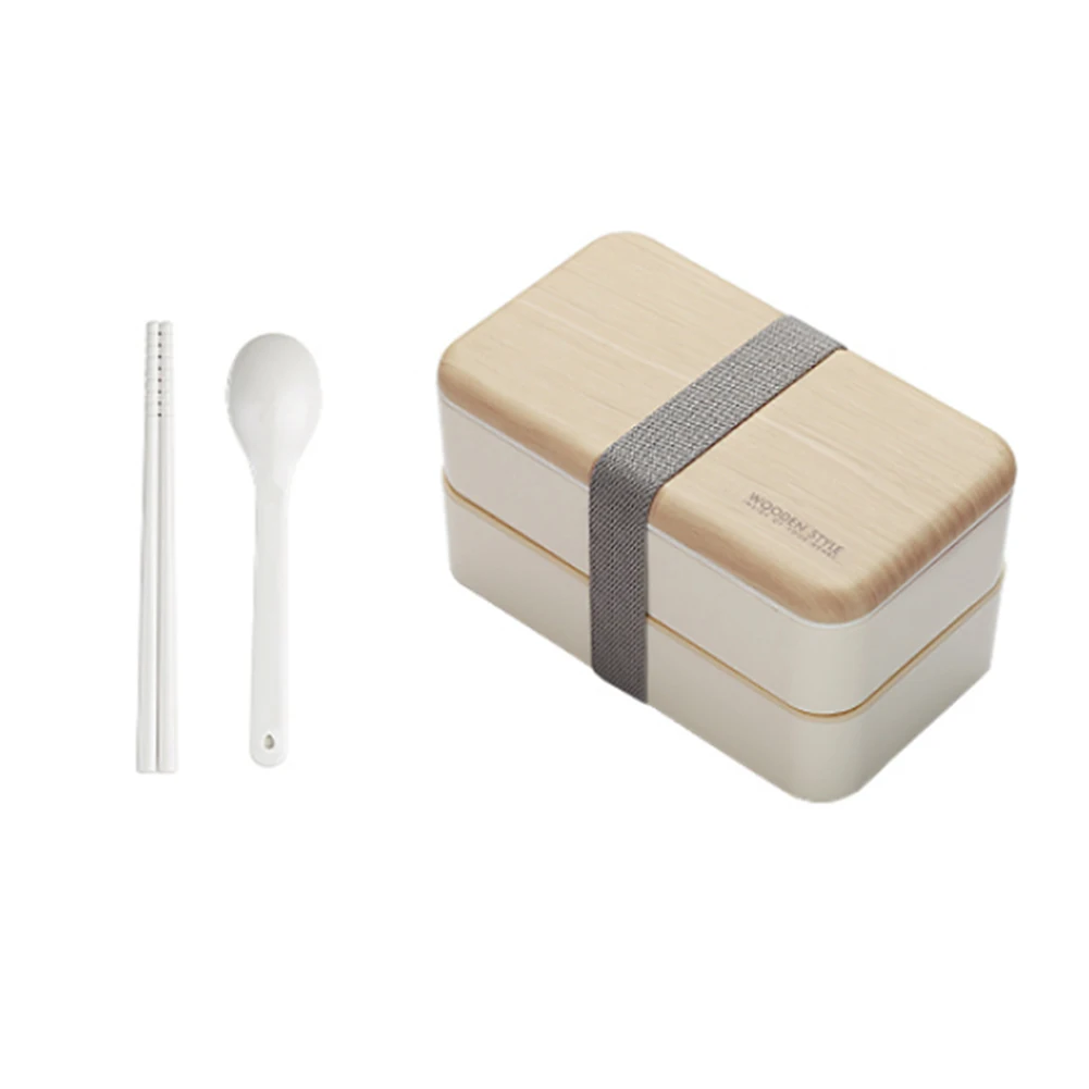 

Lunch Box with Cutlery Set Double Layer Leak Proof Portable Container Box TT-best