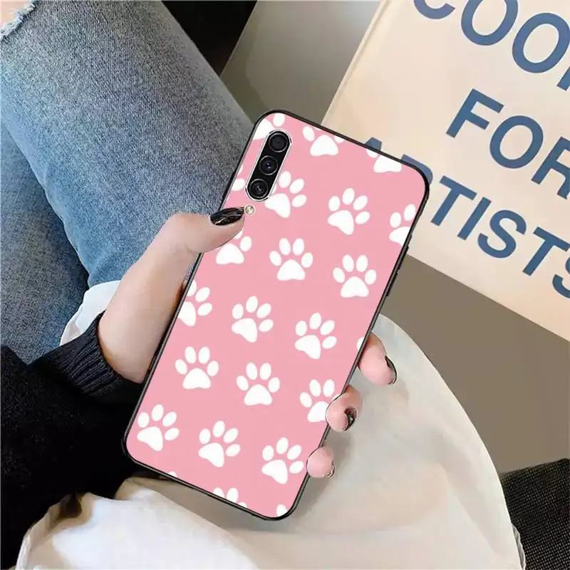 

Dog footprint Paw painting Phone Case For Samsung galaxy S 9 10 20 A 10 21 30 31 40 50 51 71 s note 20 j 4 2018 plus