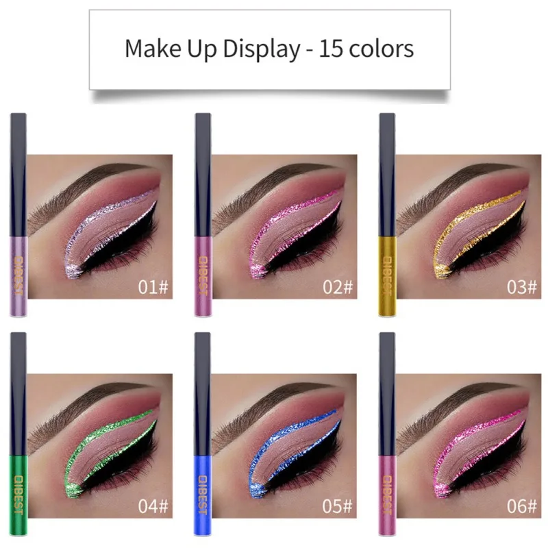 15 Colors White Gold Glitter Liquid Eyeliner Waterproof Eyeshadow Luminous Beauty Eye Liner Makeup - | Красота и здоровье