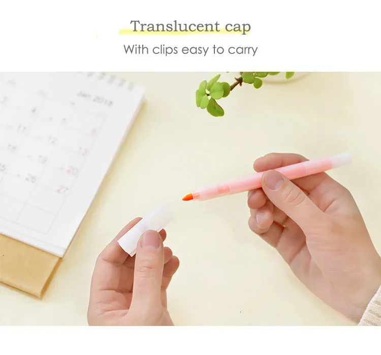 JIANWU 10pcs/set soft pastel ended highlighter pen Fluorescent pen kawaii Mild liner DIY School supplies Office Stationery
