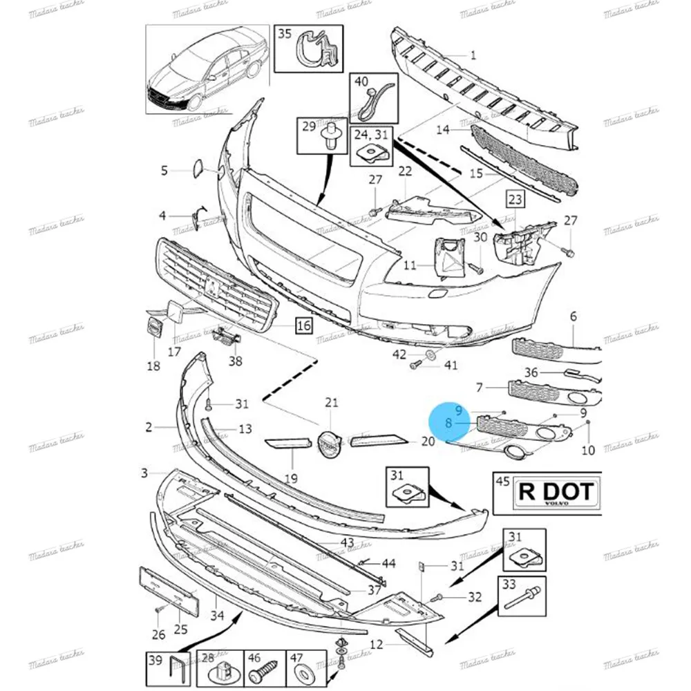 Для VOLVO V70 S80 2007 2008 2009 2010 2011 2012 2013 противотуманная фара отделка черный с