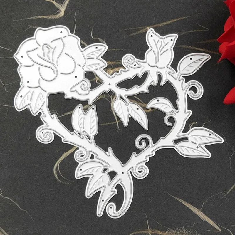 

Heart Rose Shaped Cutting Dies Carbon Steel Frames DIY Scrap Booking Photo Album Embossing Paper Cards
