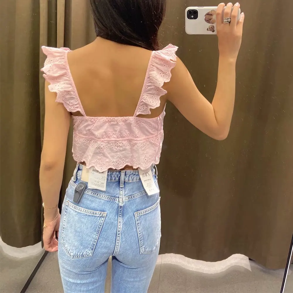 

2021 European and American fashion trend summer new women's fashion versatile air embroidery jacket