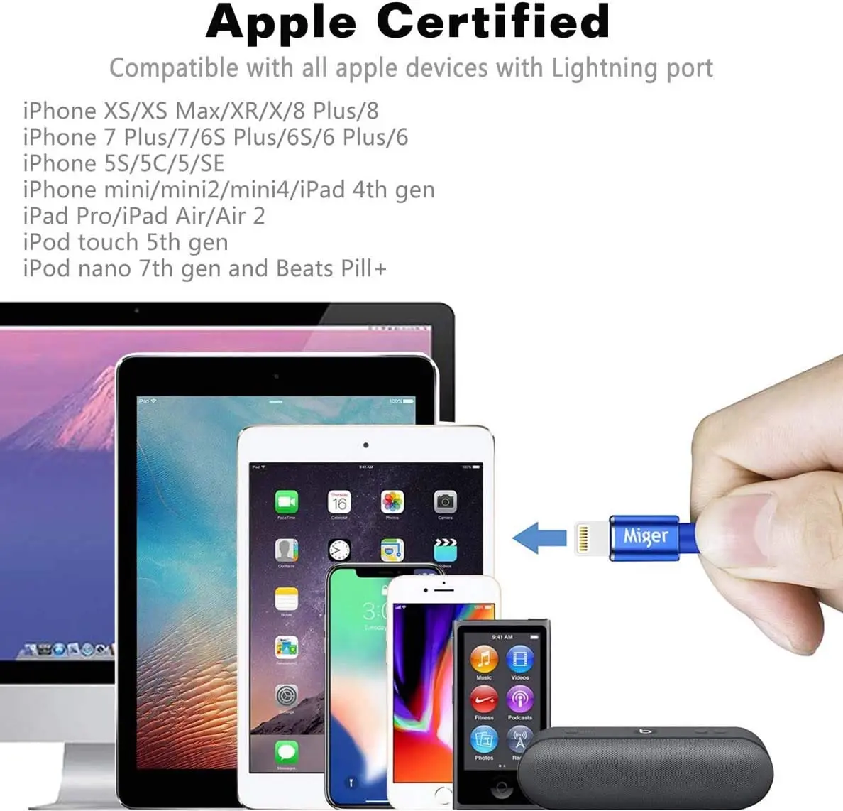 Usb кабель для быстрой зарядки USB MFI Lightning с нейлоновой оплеткой Шнур iPhone Xs Max/Xs/X/8