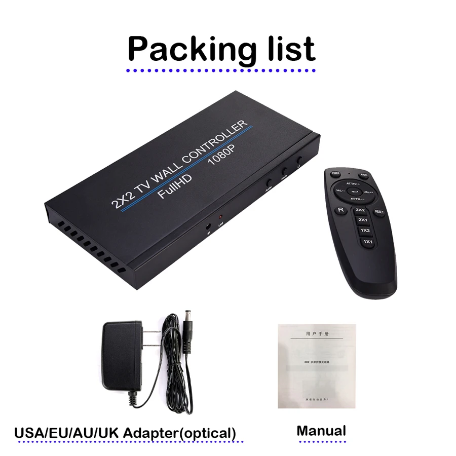 Видеопроцессор настенный 4 канала Full HD 1080P 2x2 HDMI DVI VGA USB |